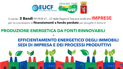 Ambiente: in uscita 3 bandi PR FESR 21 -27 della Regione Toscana rivolti alle imprese per la concessione di finanziamenti per Ambiente: in uscita 3 bandi PR FESR 21 -27 della Regione Toscana rivolti alle imprese per la concessione di finanziamenti per