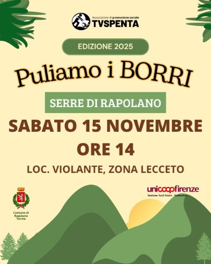 Sabato 15 novembre ultimo appuntamento con ‘Puliamo i borri’ 2025