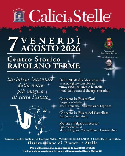 Venerdì 7 agosto Calici di Stelle torna a illuminare il centro storico di Rapolano Terme