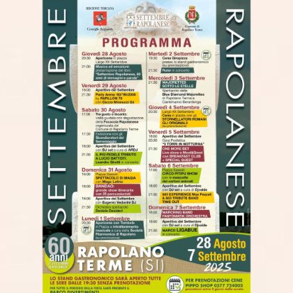 A Rapolano Terme si celebrano i 60 anni del Settembre Rapolanese A Rapolano Terme si celebrano i 60 anni del Settembre Rapolanese
